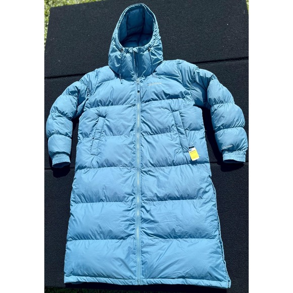 Columbia Jacket Women's 2XL Blue Long Hooded Puffer Coat Omni-Heat